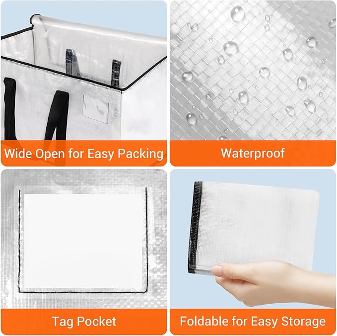 HomeHacks Clear Moving Bags Heavy Duty 10 Pack, Storage Bags - Image 6