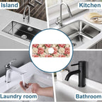 Beautiful Peony Sink Splash Guard Bright Peonies Faucet Absorbing Mat Fast - Image 7