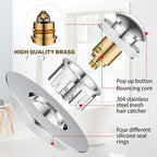 Kitchen Sink Drain Strainer 3 in 1, 304 Stainless Steel Pop Up Sink Stopper - Image 5