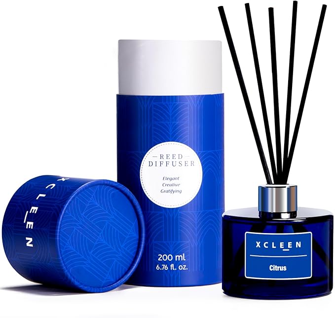 Reed Diffusers for Bathroom, 6.7 oz Citrus Scented Oil Diffuser by Xcleen