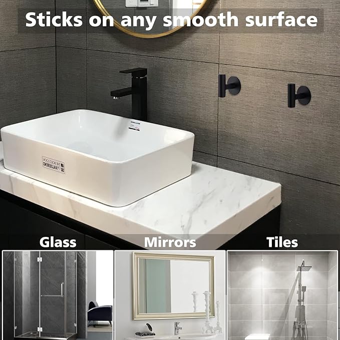 Adhesive Hooks Heavy Duty Wall Hooks Stainless Steel Waterproof Shower Hook - Image 6