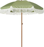 AMMSUN 7ft Patio Umbrella with Fringe Outdoor Tassel Umbrella UPF50+ Premium Steel Pole and Ribs Push Button Tilt, Sage Green by AMMSUN