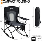 Portal Outdoor Rocking Chair Camping Folding Portable Rocker with Cup Holder Side Pocket Carry Bag, Support 350LBS (Mesh Black) - Image 2