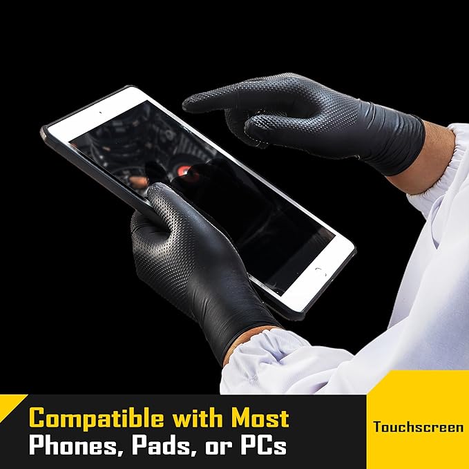 COOLJOB 8 Mil Disposable Nitrile Gloves, Diamond Textured Grip - Image 3
