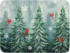 Welcome Winter Pines Tree Dish Drying Mat, Winter Snowflake Dish Drying Mat by Kawani
