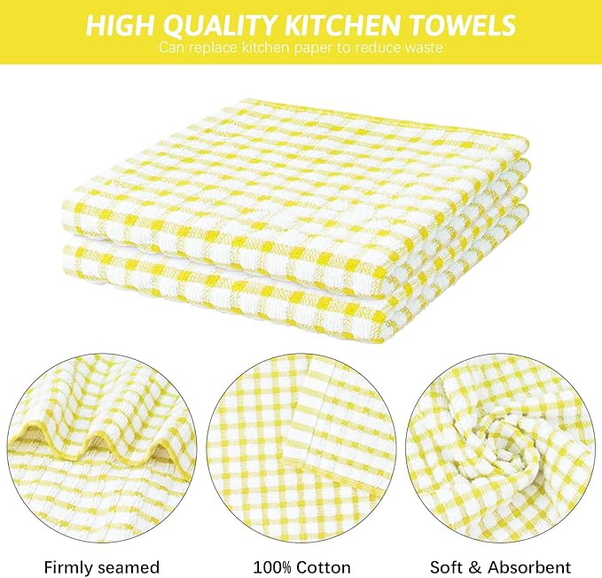 Nialnant 8 Pcs Kitchen Dish Rags, 100% Cotton Kitchen Towels Soft Absorbent - Image 3