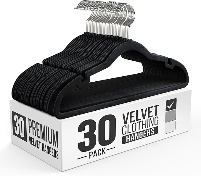30 Pack Velvet Hanger for Shirt Pants Dresses Skirts Suits Jackets by OurModernSpace