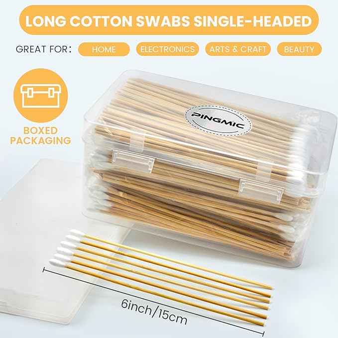 500PCS 6" Cotton Swabs in Storage Box - Image 2