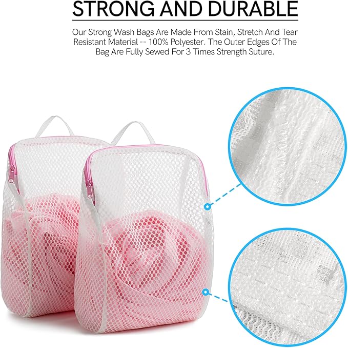 COMLIFE Set of 2 Delicates Honeycomb Mesh Laundry Bag, Use YKK Zipper, - Image 5