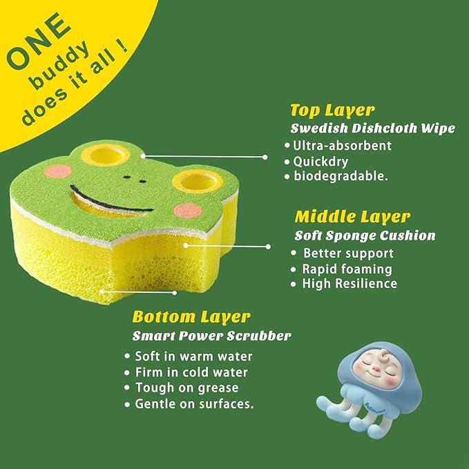 Bulimumu Animals Reusable Swedish Paper Printed, Scrub Sponges - Image 4