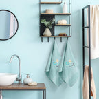 2 Pcs Daisy Hand Towels Teal Flower Bathroom Decor 14x29 Inch Embroidered 100% - Image 6