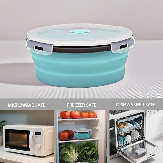 8 Collapsible Food Storage Containers, Silicone Collapsible Food Storage - Image 4