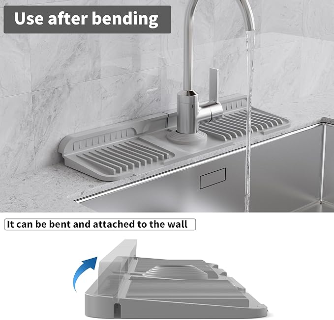 WAFT YEARN 17X5 Inch Silicone Durable Faucet Mat Kitchen Sink Splash Guard - Image 6