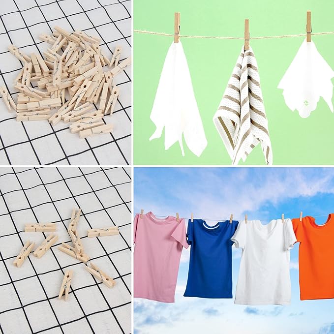 KIMOBER 1.77Inch Wooden Clothespins, Sturdy Natural Wooden Craft Peg Pins Clips - Image 7