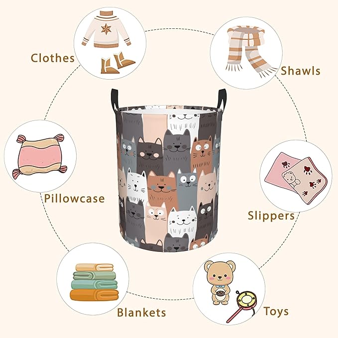 Cute Cat Laundry Basket, Waterproof Cats Laundry Hamper, Collapsible Organizer - Image 7