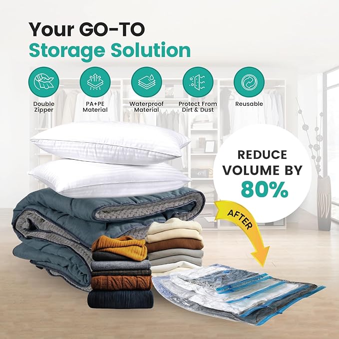 20 Pack Vacuum Storage Bags, Plastic Space Saver Seal Bags Compression - Image 3
