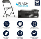 Flash Furniture Hercules Series Plastic Folding Chair - Black - 20 Pack 650LB Weight Capacity Comfortable Event Chair-Lightweight Folding Chair - Image 3