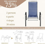 MAMIZO Patio Dining Chairs, Stackable All Weather Teslin Chair, Heavy Duty Outdoor Breathable Chairs Set, w/Armrests, Upgraded Chair FeetW/Strenthened Iron Spacers, 330 LBS (8, Navy Blue) - Image 3