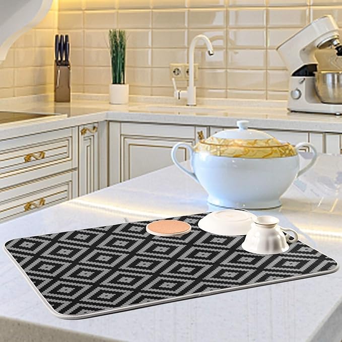 Super Absorbent Dish Drying Mat, Microfiber Fast-Drying Dish Mat, Kitchen Dish - Image 6