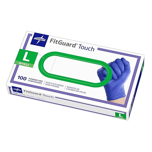 Medline FitGuard Touch Nitrile Exam Gloves, Powder Free, Disposable, Not Made by FITGUARD