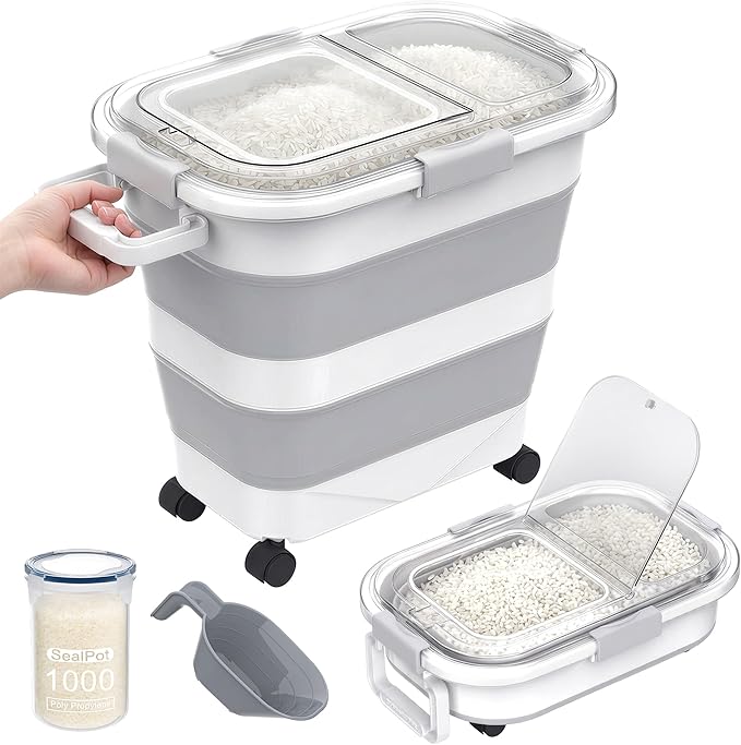 25-35Lbs Rice Container, Collapsible Food Storage Containers by HOYTAMDARHOMESTORAGE