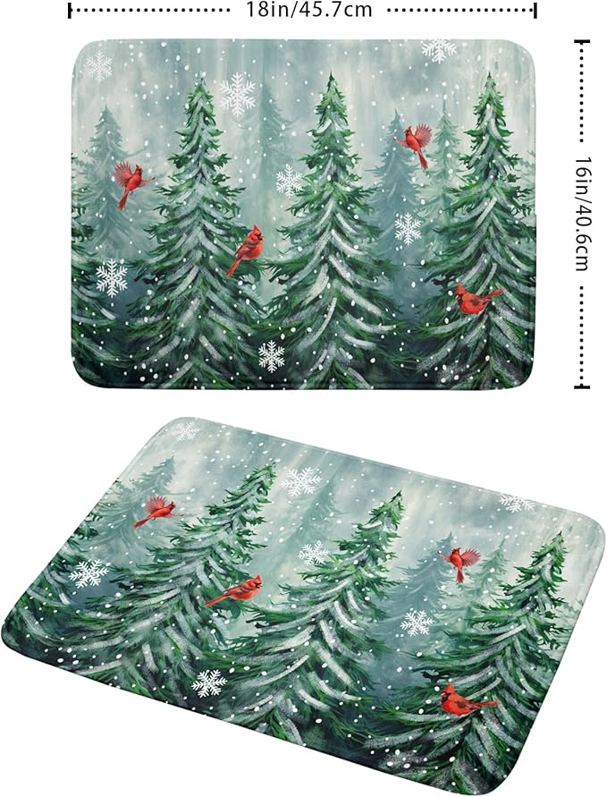 Welcome Winter Pines Tree Dish Drying Mat, Winter Snowflake Dish Drying Mat - Image 2