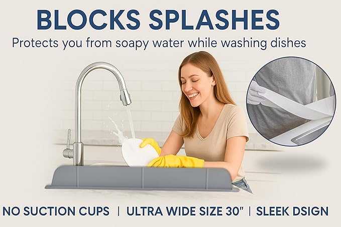 30 inch Premium Kitchen Sink Silicone Water Splash Guard SIZE UPGRADE 30" and - Image 9