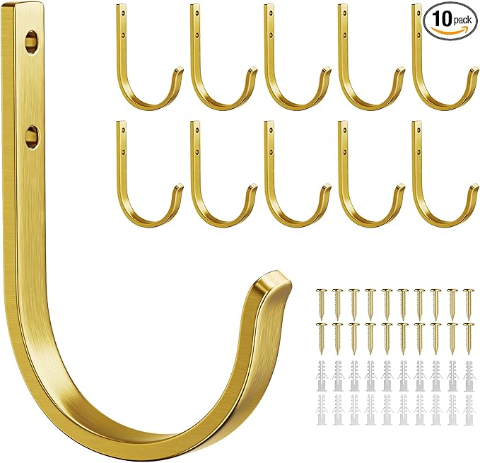 10 Pack Wall Hooks for Hanging Towel/Coat - 22LB Screw in Metal Hanger Wall by Josmimic
