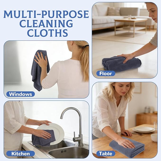 6 Pcs Extra Large Microfiber Cleaning Cloth Reusable Microfiber Towels Thick - Image 7