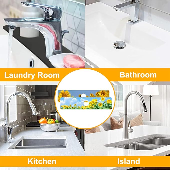 2 Pack Sunflower Field Sink Faucet Absorbing Mat Sunflowers Blooming Super - Image 7
