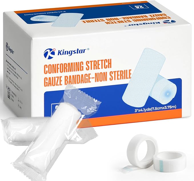 Gauze Rolls Bandages 3" x 4.1yds, Conforming Stretch Gauze Bandage 6 Inch by Kingstar