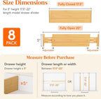 Lifewit 5" High 8 Pack Bamboo Drawer Dividers 45-55cm/17.5-22" Adjustable - Image 2
