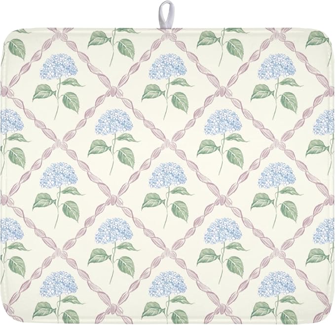 Hydrangea Floral Dish Drying Mat by Kawani