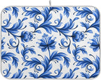 Tarity Blue Flowers White Dish Drying Mat by Unknown