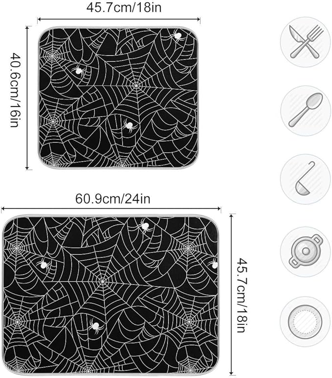 Halloween Spooky Spider Web Dish Drying Mat - Image 3