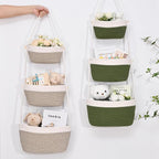 Hanging Storage Baskets, Over the Door Basket, Cotton Wall Baskets Storage - Image 4