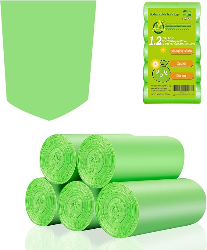 Mini Trash Bags, Inwaysin 1.2 Gallon Trash Bags, Small Bin Bags by Inwaysin