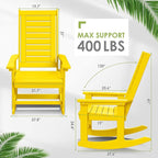 GREENVINES Outdoor Rocking Chairs | Set of 2 | Porch Rocker | HDPE Plastic | Yellow | Oversized Rockers | High Back | Big & Tall | Ladder Back | for Patio Outside Backyard Balcony Garden - Image 3