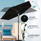 AreShark 7.5FT Patio Umbrella Table Market Umbrella with 6 Sturdy Ribs, Button Tilt/Crank, Heavy-Duty Outdoor Umbrellas for Pool, Deck, Garden and Backyard, Black - Image 3