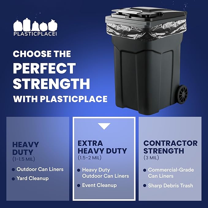 Plasticplace 95-96 Gallon Garbage Can Liners Heavy Duty 1.5 Mil Black Trash - Image 7