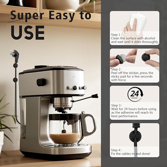 Black Cable Clips 9 PCS, Adhesive Cable Organizer Phone Charging Cord Holder - Image 6