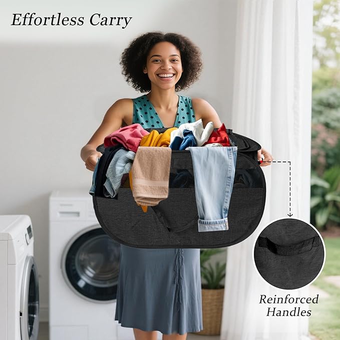 Upgraded 100L Extra Large Mesh Pop Up Laundry Hamper - Image 6