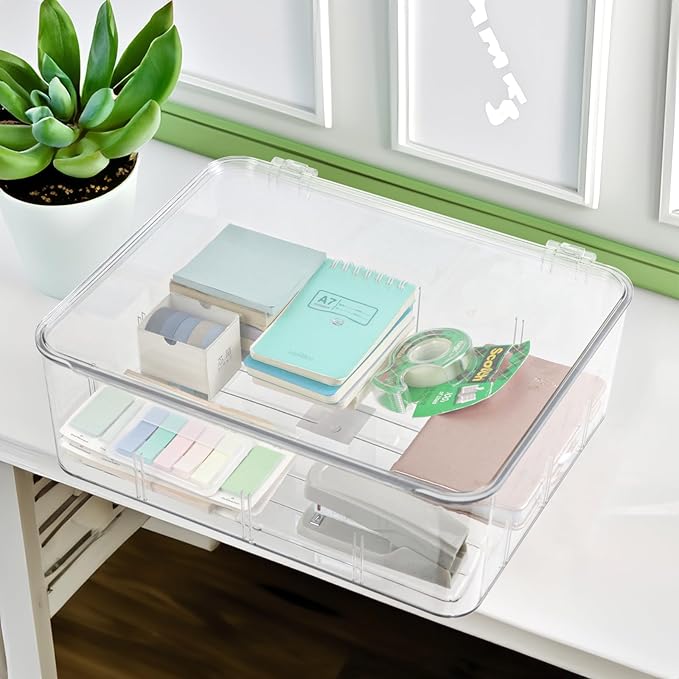 Clear Storage Container Drawer Organzier Dividers, Removable Divided Plastic - Image 6