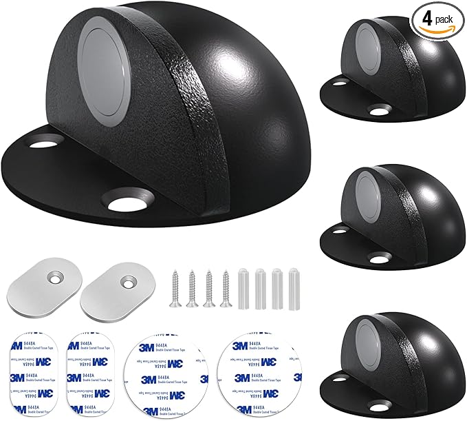 Magnetic Door Stop, Stoppers for Bottom of Door, Self Adhesive No Drill by Gudui
