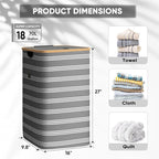 BALEINE Laundry Hamper with Lid, Tall Laundry Baskets with Bamboo Pull Handles - Image 4