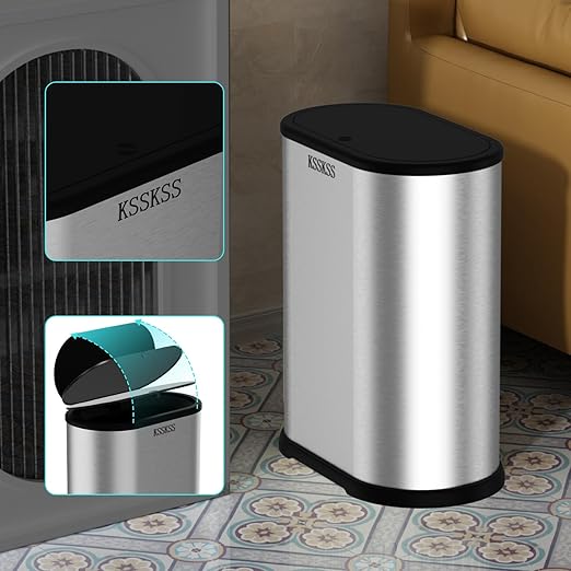1.8 Gallons Small Stainless Steel Trash Can - Image 3