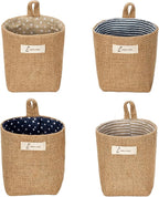 4 Pack Wall Hanging Storage Bags Hanging Storage Bags Cotton Linen Storage - Image 2