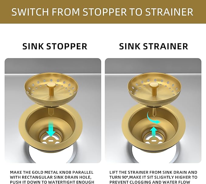 Kitchen Sink Drain Gold Sink Drain Strainer - Image 5