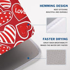 Valentines Day Dish Drying Mat for Kitchen Counter Red Polka Dot Stripe Love - Image 4