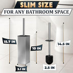 Silver Toilet Brush and Holder Set Stainless Steel – Square Design Toilet Bowl - Image 2